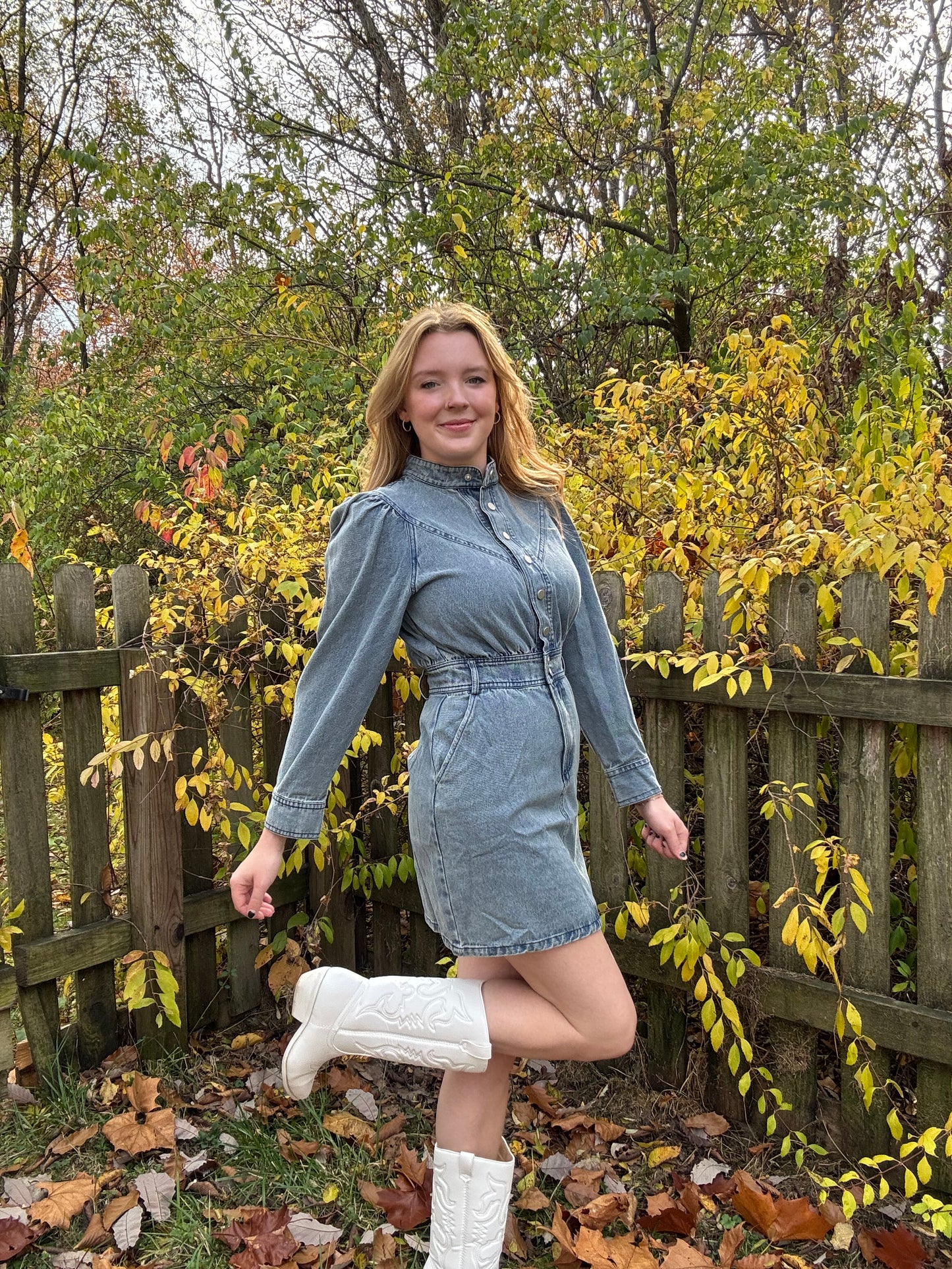 Long-Sleeve Denim Shirt Dress