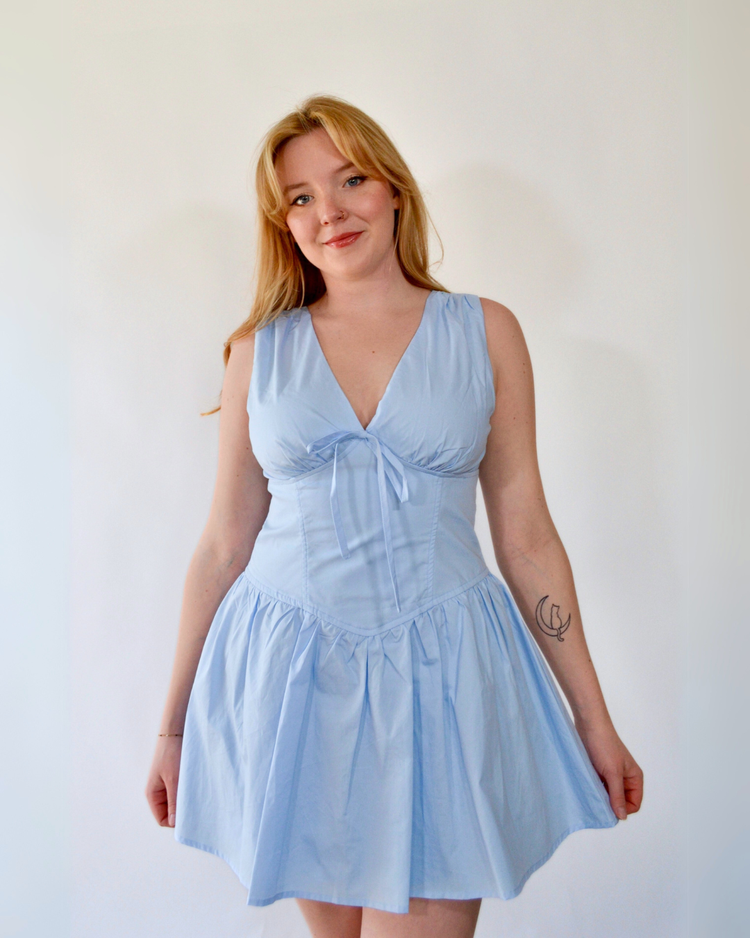 Baby Blue V-Neck Dress