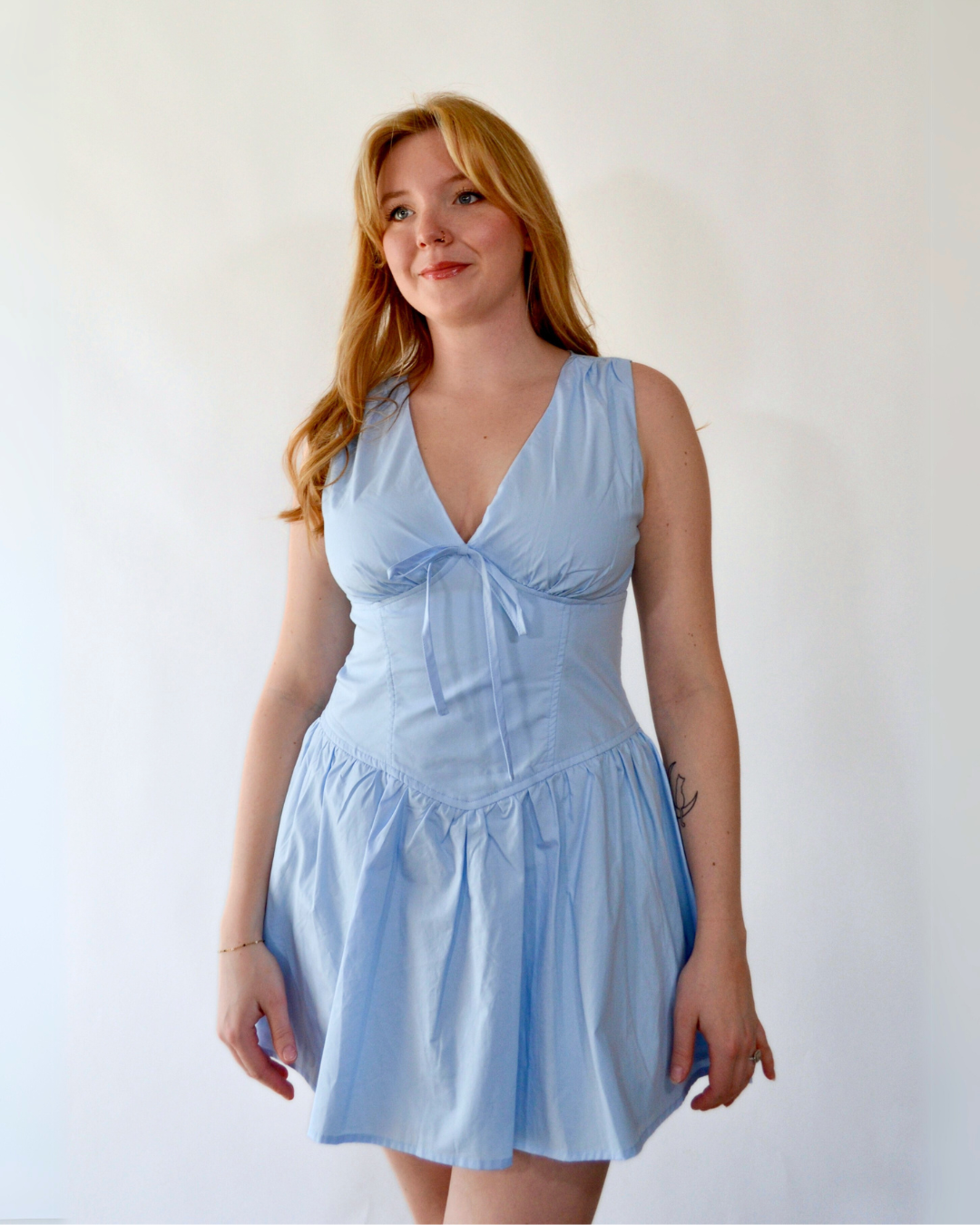Baby Blue V-Neck Dress