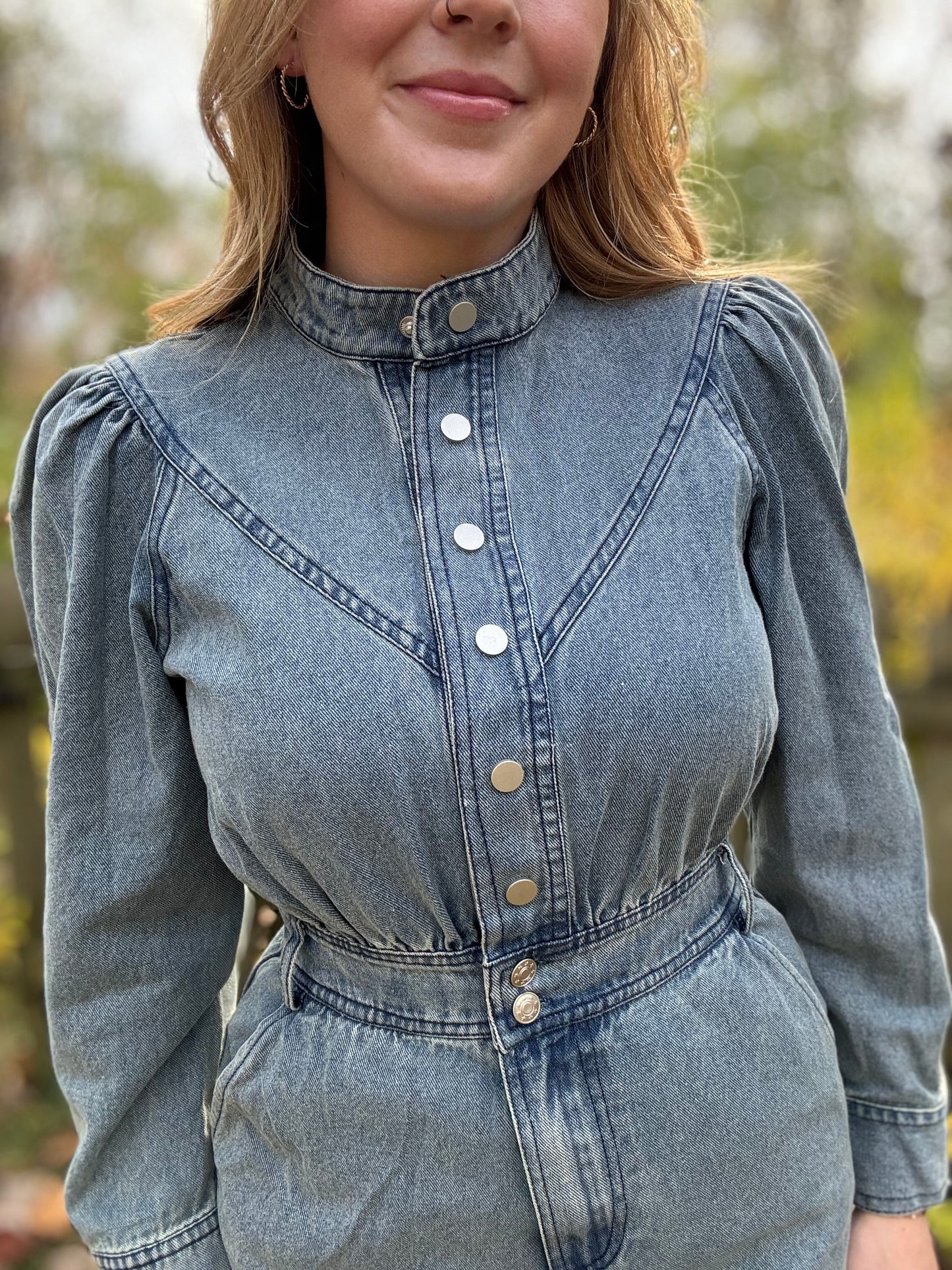 Long-Sleeve Denim Shirt Dress
