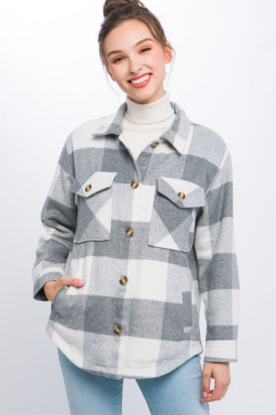 Plaid Button Down Lined Shacket