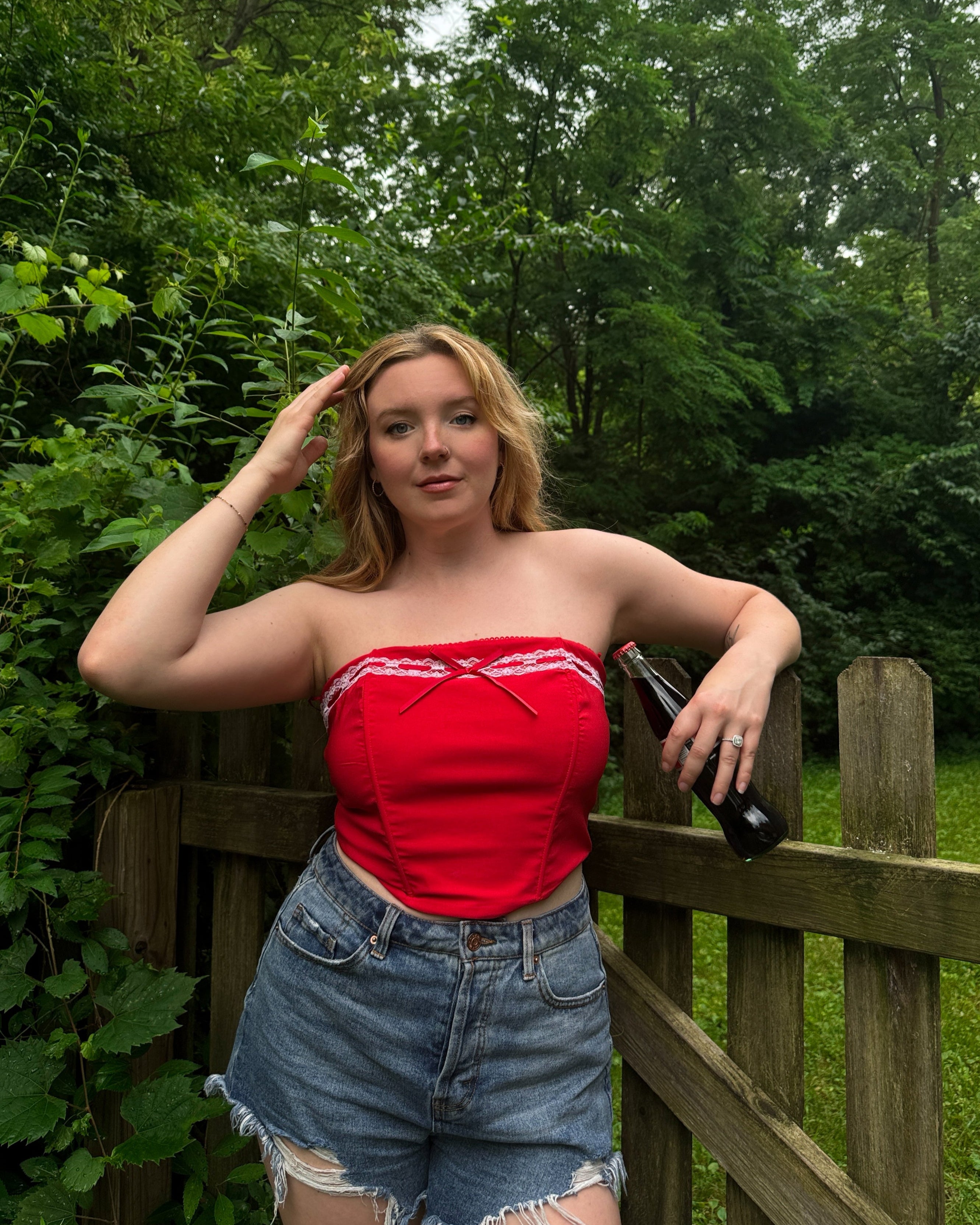 Red Lace-Up Ribbon Corset Top – Ceili Boutique