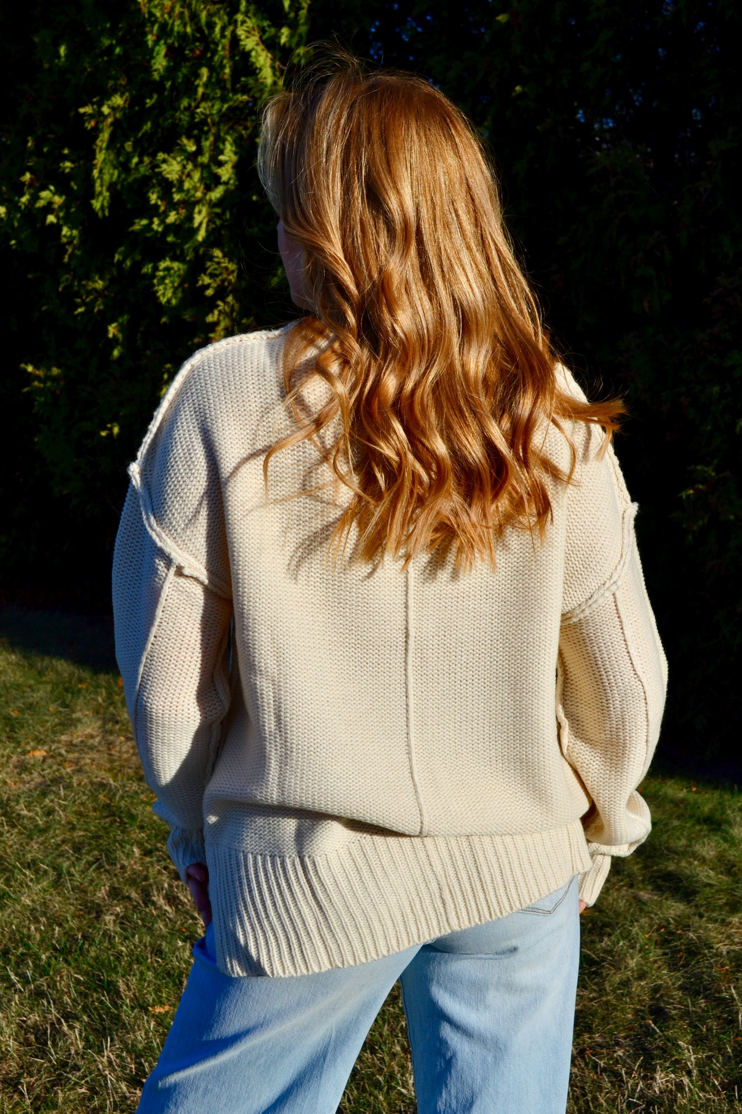 Dani Cream V-Neck Knit Sweater