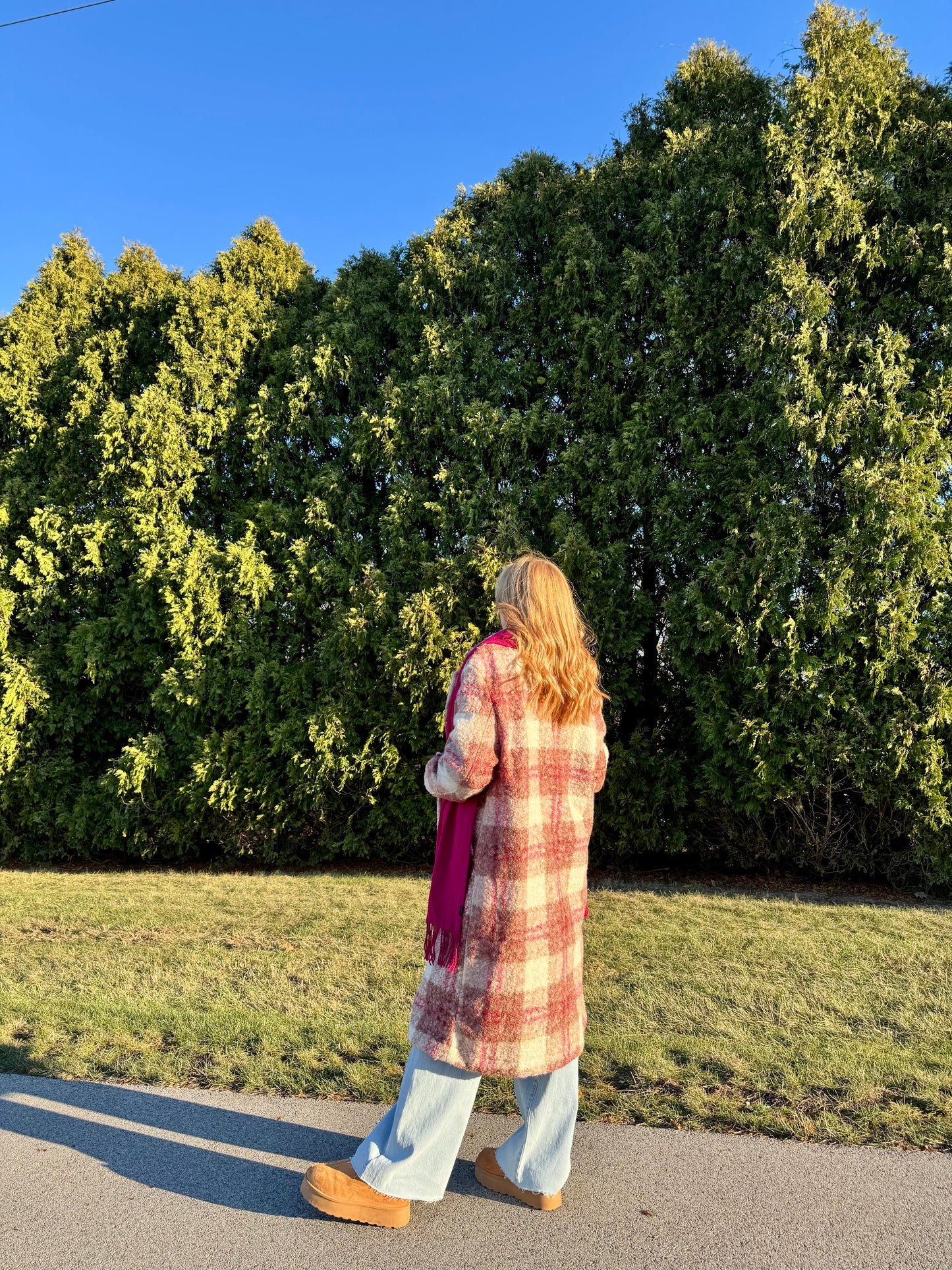 Rose Fuzzy Button Down Long Coat