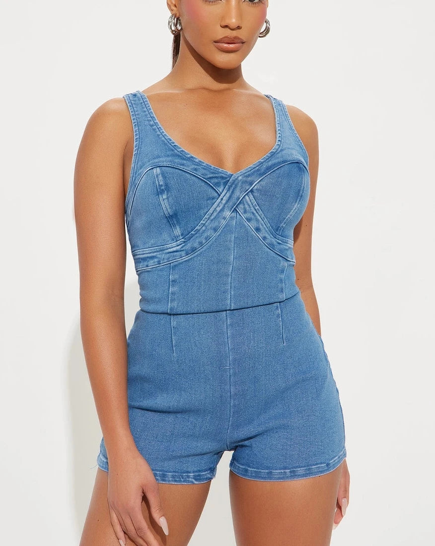 Pop Star Denim Romper