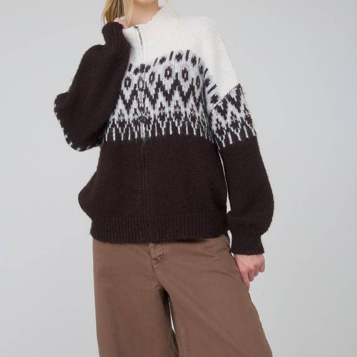 Fair Isle Knit Pullover Sweater