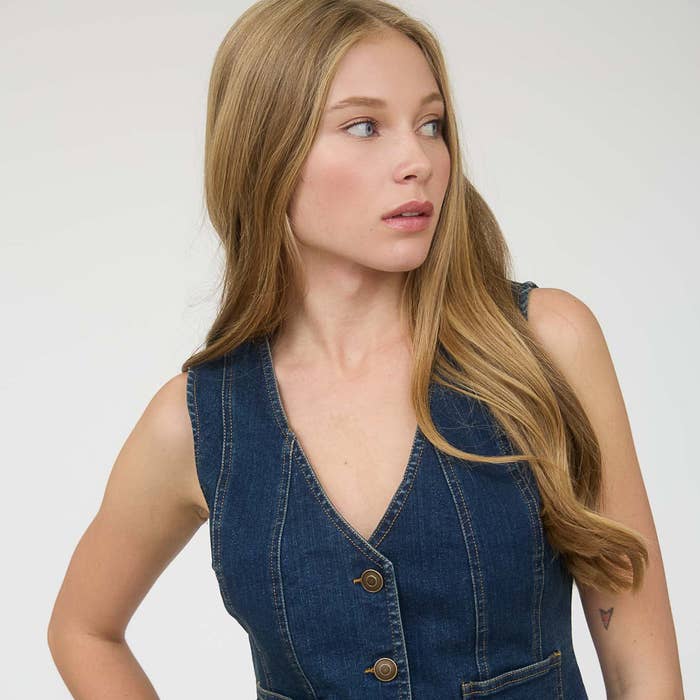 Dark Denim Button Down Vest